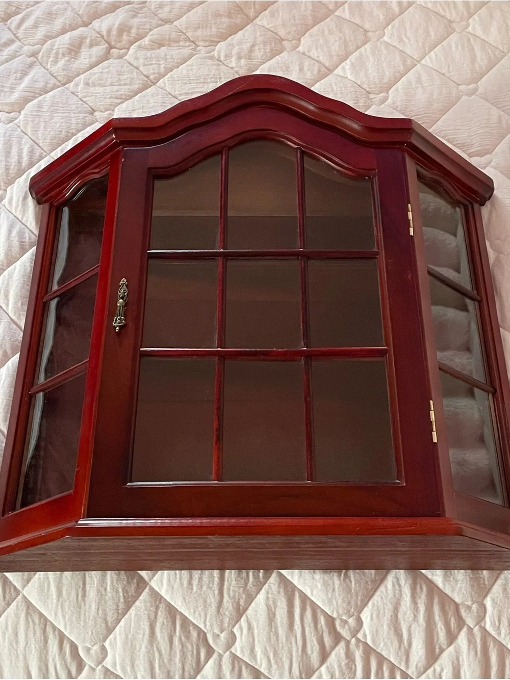 vintage antique wood curio cabinet display case